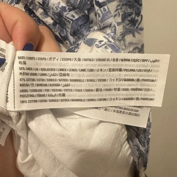 Abercrombie & Fitch Blue & White Print Linen Squareneck Sleeveless Dress NWT - Picture 6 of 6